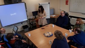 Get Yourself Active Programme Manager Lydia Bone leads a group of Disabled people in discussion